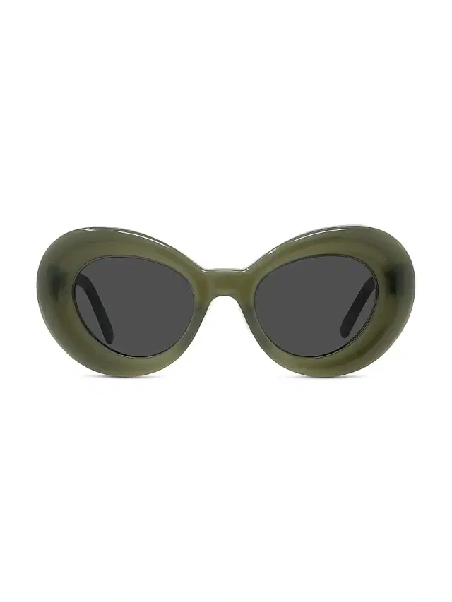 LOEWE Men's Curvy 47MM Butterfly Sunglasses - Dark Green Smoke