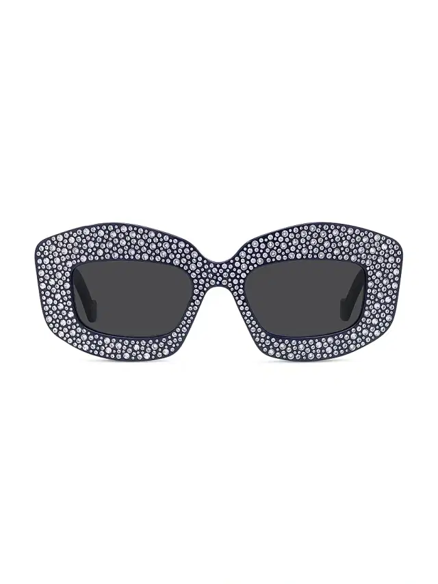 LOEWE Men's Anagram Starry Night 49MM Rectangular Sunglasses - Navy Blue Smoke