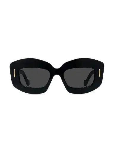 Loewe Men's Chunky Anagram 49MM Rectangular Sunglasses - Shiny Black Smoke | Thumbnail 2 Loewe Men's Chunky Anagram 49MM Rectangular Sunglasses - Shiny Black Smoke | Thumbnail 2