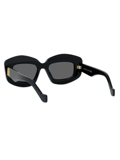 Loewe Men's Chunky Anagram 49MM Rectangular Sunglasses - Shiny Black Smoke | Thumbnail 4 Loewe Men's Chunky Anagram 49MM Rectangular Sunglasses - Shiny Black Smoke | Thumbnail 4