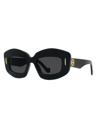 Loewe Men's Chunky Anagram 49MM Rectangular Sunglasses - Shiny Black Smoke | Thumbnail 1 Loewe Men's Chunky Anagram 49MM Rectangular Sunglasses - Shiny Black Smoke | Thumbnail 1