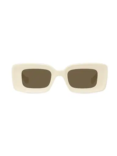 Loewe Men's Anagram 46MM Rectangular Sunglasses - Ivory Brown | Thumbnail 2