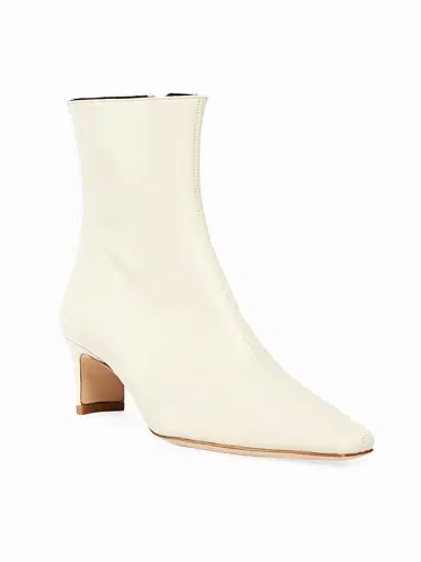 Staud Women's Wally Leather Ankle Boots - Cream - Size 11 | Thumbnail 2