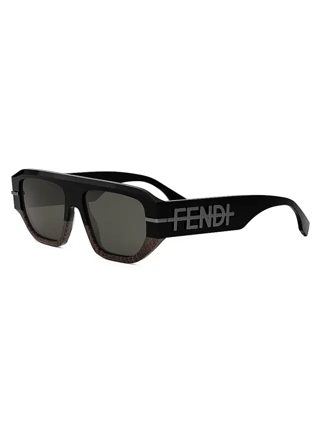 Men's Fendigraphy 54MM Geometric Sunglasses - Grey Black Men's Fendigraphy 54MM Geometric Sunglasses - Grey Black