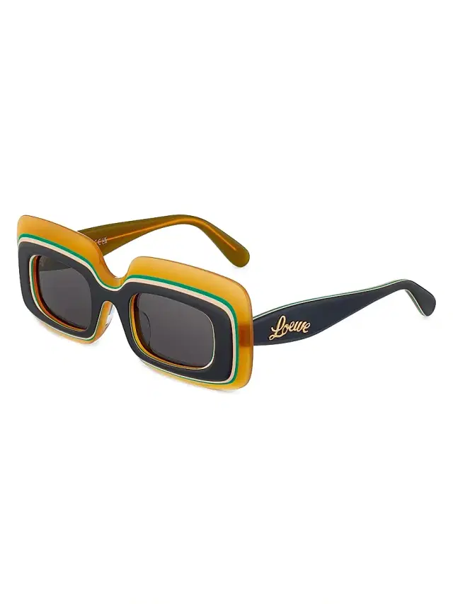 LOEWE Men's  x Paula's Ibiza 47MM Rectangular Sunglasses - Grey Multi Dark Grey