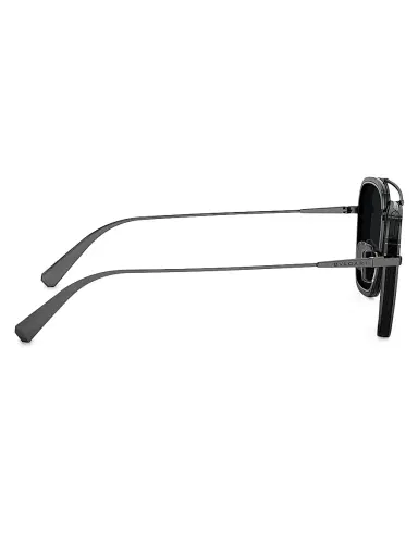 BVLGARI Men's B. ZERO1 55MM Square Sunglasses - Ruthenium Dark Grey Polarized | Thumbnail 7