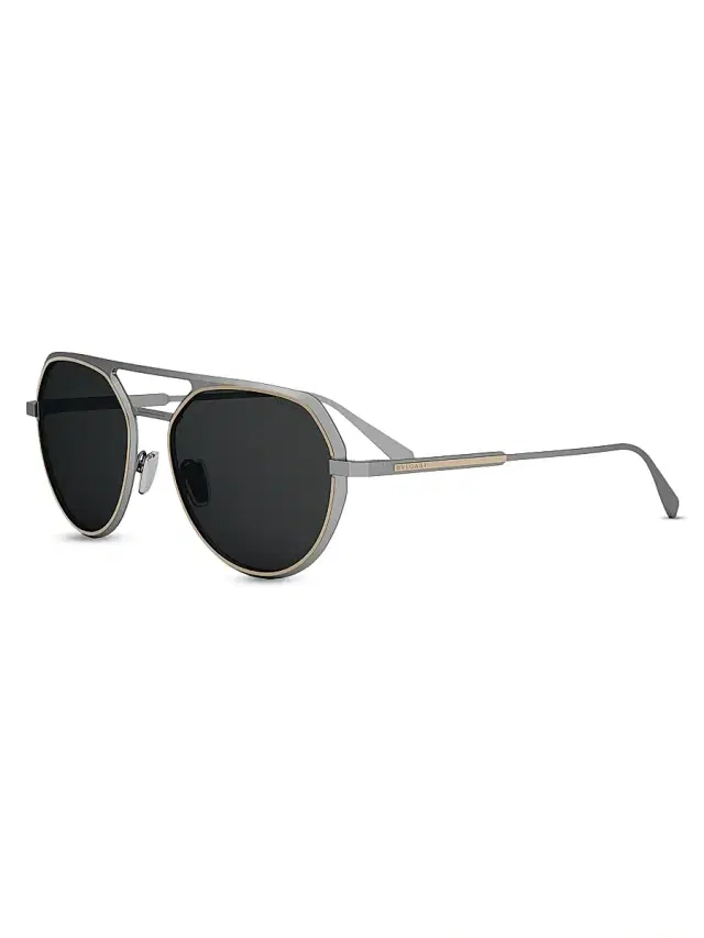 Men's Octo 56MM Geometric Sunglasses - Ruthenium Dark Grey