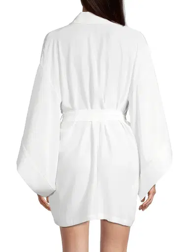 Kiki de Montparnasse Women's Silk Kimono-Inspired Robe - Ivory - Size Medium | Thumbnail 4