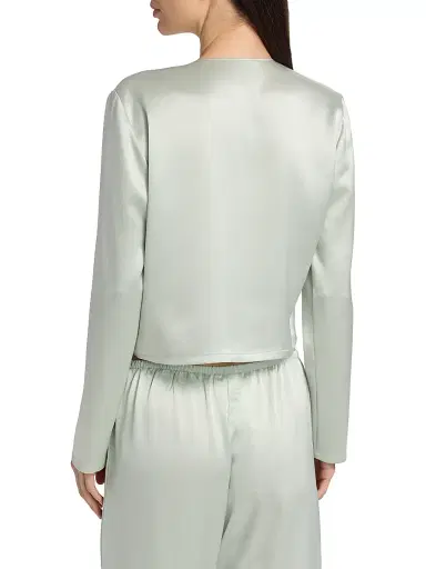 LESET Women's Barb Satin Crewneck Cardigan | Thumbnail 5 LESET Women's Barb Satin Crewneck Cardigan | Thumbnail 5