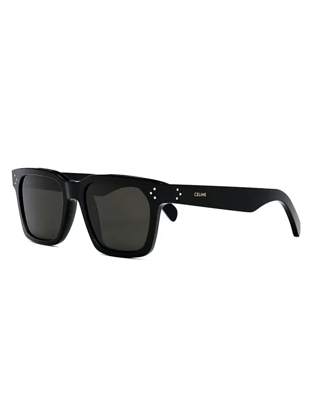 CELINE Men's Bold 3 Dots 53MM Square Sunglasses - Shiny Black Smoke