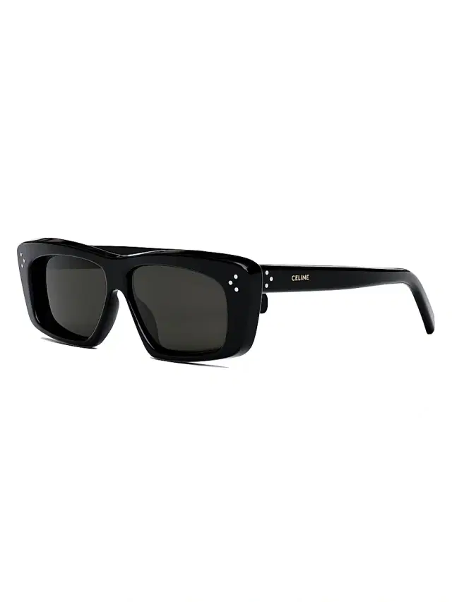 CELINE Men's Bold 3 Dots 51MM Cat-Eye Sunglasses - Shiny Black Smoke
