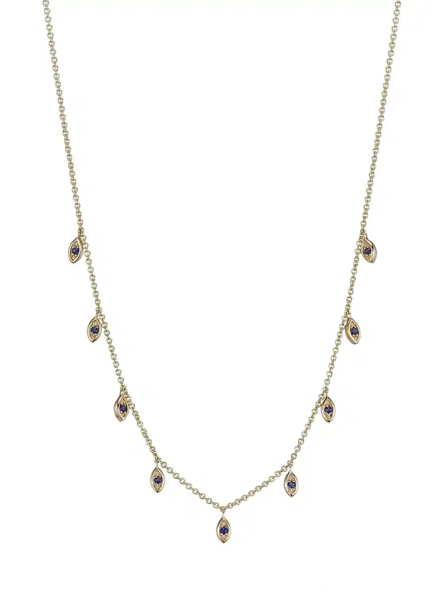 Women's 14K Yellow Gold & Sapphire Marquise Charm Necklace - Gold