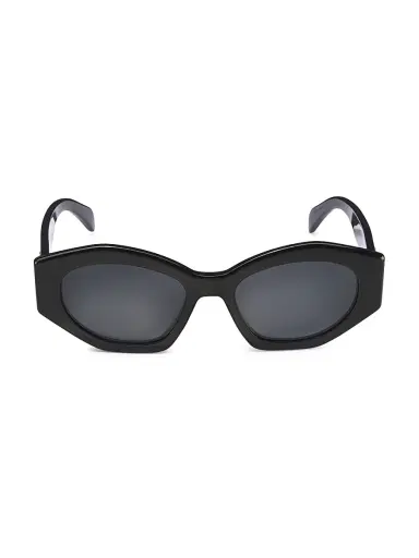 Celine Men's 55MM Oval Sunglasses - Shiny Black Smoke | Thumbnail 2