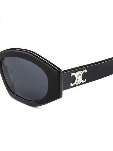 Celine Men's 55MM Oval Sunglasses - Shiny Black Smoke | Thumbnail 3