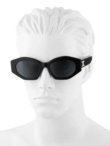 Celine Men's 55MM Oval Sunglasses - Shiny Black Smoke | Thumbnail 4