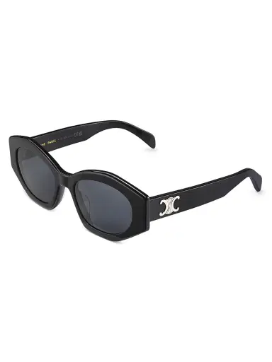 Celine Men's 55MM Oval Sunglasses - Shiny Black Smoke | Thumbnail 1