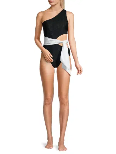 BEACH RIOT Women's Carlie One-Piece Swimsuit - Black White - Size Medium | Thumbnail 2