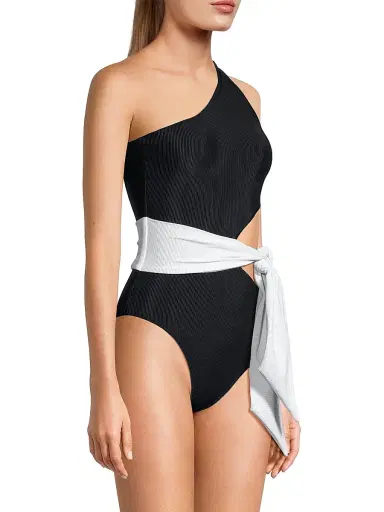 BEACH RIOT Women's Carlie One-Piece Swimsuit - Black White - Size Medium | Thumbnail 4