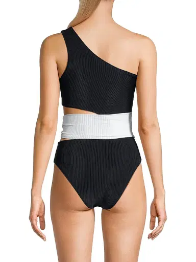BEACH RIOT Women's Carlie One-Piece Swimsuit - Black White - Size Medium | Thumbnail 5