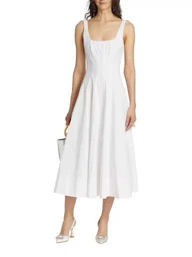 Staud Women's Wells Cotton Poplin A-Line Midi-Dress - White - Size 14 | Thumbnail 2