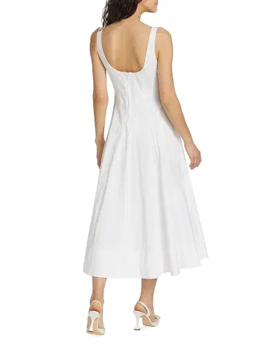 Staud Women's Wells Cotton Poplin A-Line Midi-Dress - White - Size 14 | Thumbnail 5