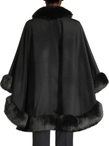 Sofia Cashmere Women's Faux Fur & Cashmere U-Cape | Thumbnail 5