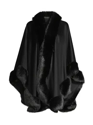 Sofia Cashmere Women's Faux Fur & Cashmere U-Cape | Thumbnail 1