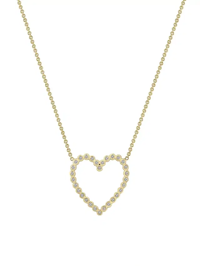 Women's 14K Yellow Gold & Diamond Heart Pendant Necklace - Yellow