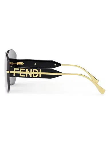 Fendi Men's 138MM Rectangular Nylon Sunglasses - Black | Thumbnail 3
