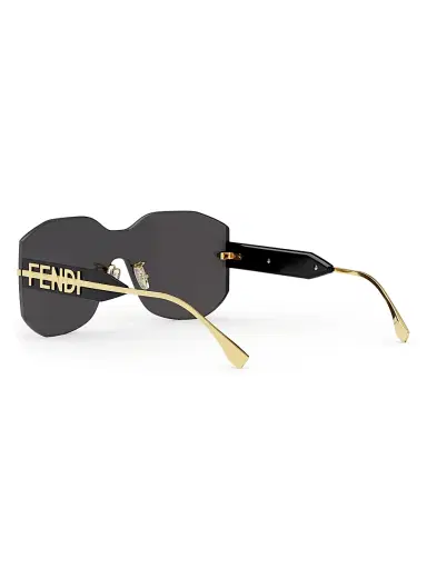Fendi Men's 138MM Rectangular Nylon Sunglasses - Black | Thumbnail 4