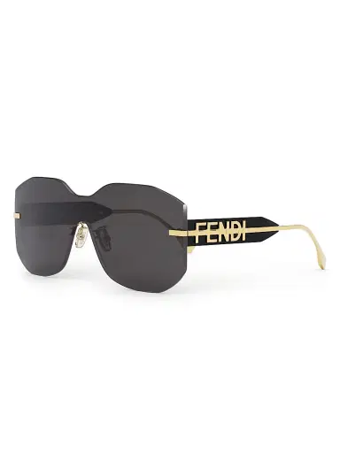 Fendi Men's 138MM Rectangular Nylon Sunglasses - Black | Thumbnail 1