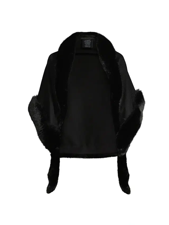 Women's Faux Fur & Cashmere Diamond Wrap - Black