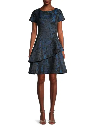 Shani Women's Jacquard Tiered Fit & Flare Dress | Thumbnail 3 Shani Women's Jacquard Tiered Fit & Flare Dress | Thumbnail 3