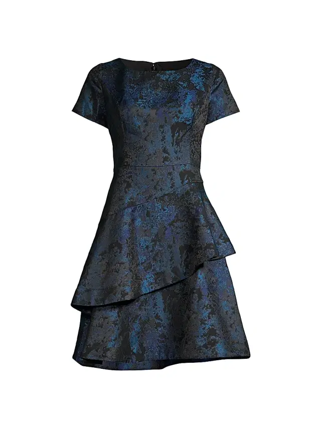 Shani Women's Jacquard Tiered Fit & Flare Dress - Blue