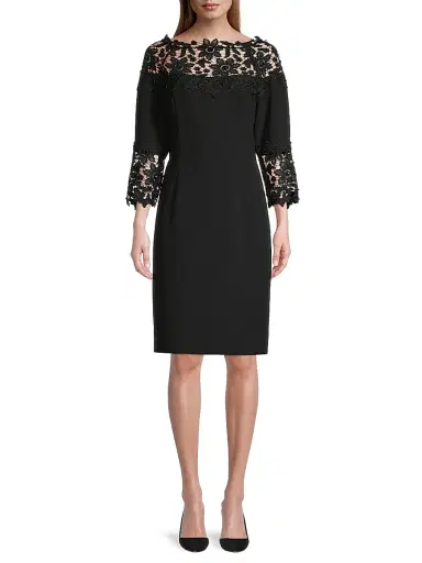 Shani Women's Lace-Trim Crepe Sheath Dress - Black - Size 4 | Thumbnail 3