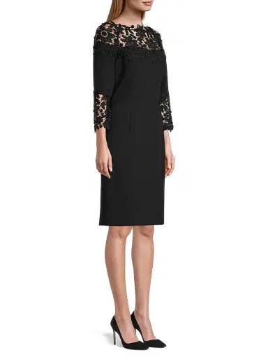 Shani Women's Lace-Trim Crepe Sheath Dress - Black - Size 4 | Thumbnail 4