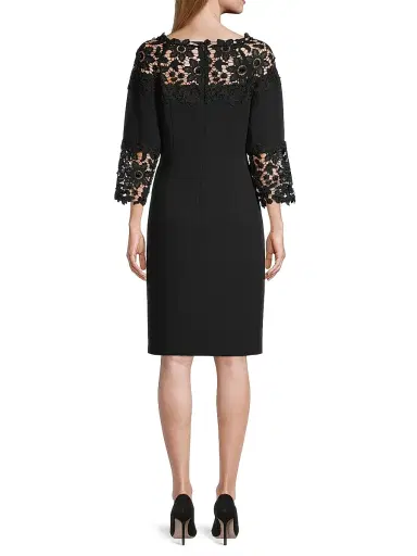 Shani Women's Lace-Trim Crepe Sheath Dress - Black - Size 4 | Thumbnail 5