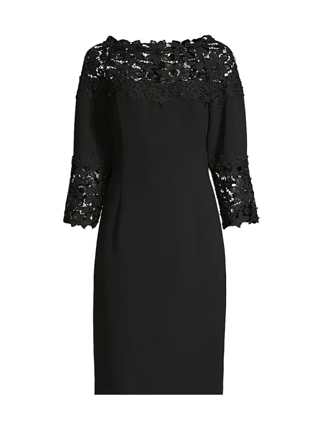 Shani Women's Lace-Trim Crepe Sheath Dress - Black