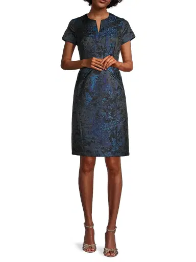 Shani Women's Jacquard Sheath Dress - Blue | Thumbnail 2