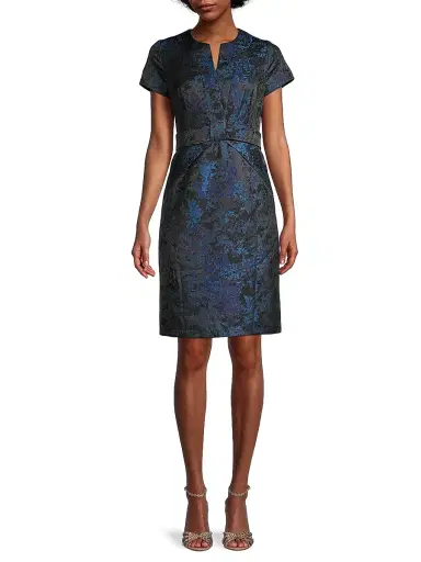 Shani Women's Jacquard Sheath Dress - Blue | Thumbnail 3