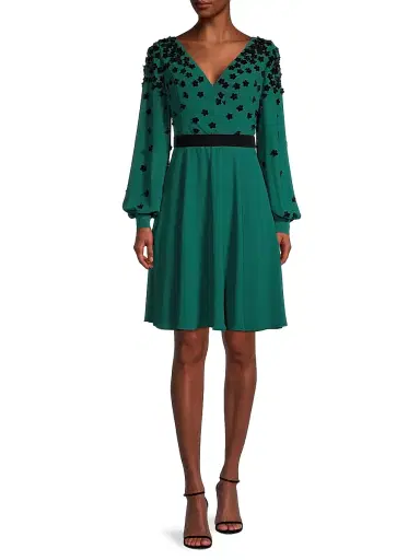 Shani Women's Flocked Velvet Surplice Dress | Thumbnail 2 Shani Women's Flocked Velvet Surplice Dress | Thumbnail 2