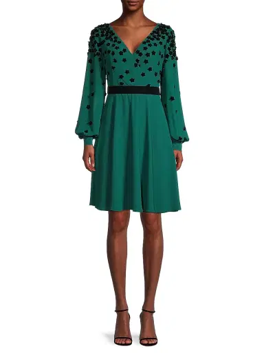 Shani Women's Flocked Velvet Surplice Dress | Thumbnail 3 Shani Women's Flocked Velvet Surplice Dress | Thumbnail 3