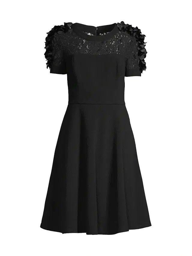 Shani Women's Floral Applique Fit-&-Flare Crepe Dress - Black