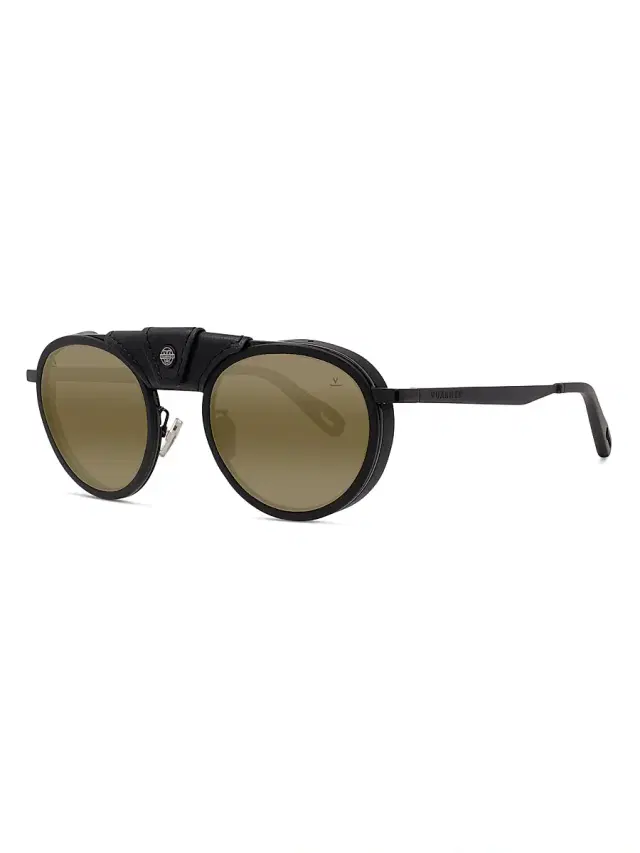 Vuarnet Men's Glacier 01 52MM Round Sunglasses - Green Mirror Black
