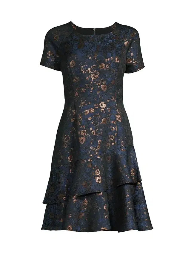 Shani Women's Floral Jacquard Tiered Minidress - Blue
