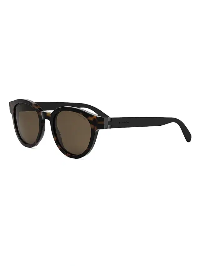 Men's Aluminium 51MM Round Sunglasses - Dark Havana