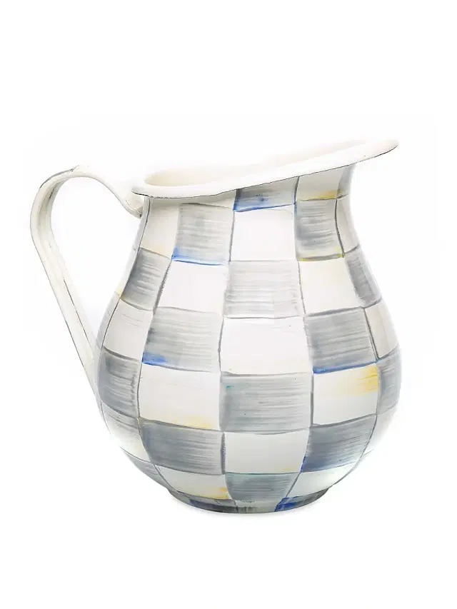 Sterling Check Enamel Pitcher