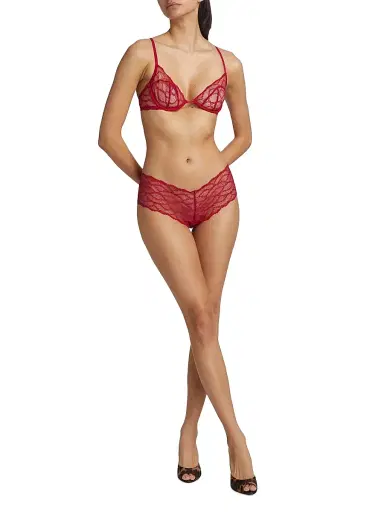 Kiki de Montparnasse Women's Mon Cheri Sheer Lace Demi Bra - Red - Size 36D | Thumbnail 2