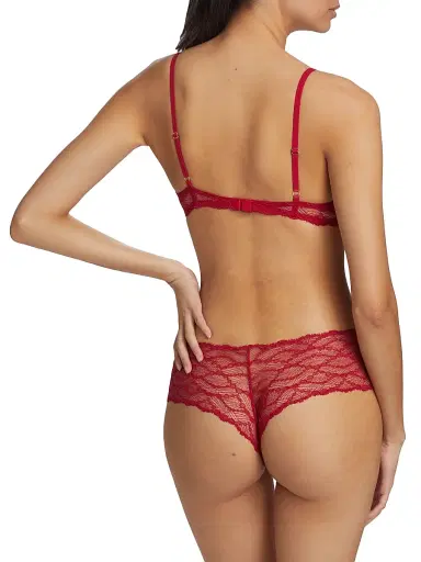 Kiki de Montparnasse Women's Mon Cheri Sheer Lace Demi Bra - Red - Size 36D | Thumbnail 4
