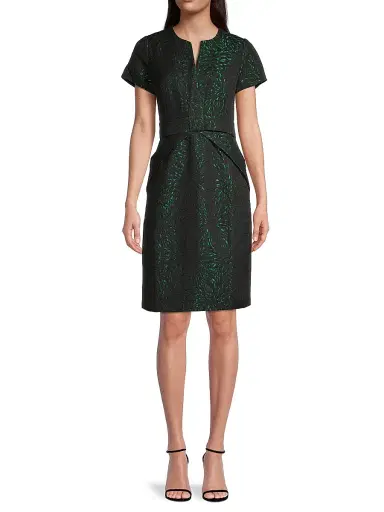 Shani Women's Jacquard Bow Detail Dress - Black Green | Thumbnail 3 Shani Women's Jacquard Bow Detail Dress - Black Green | Thumbnail 3